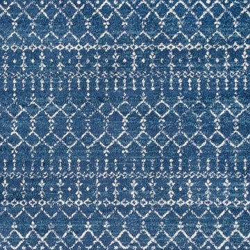 Moroccan Hype Boho Vintage Diamond Area Rug Blue/White